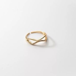 Duo Wave Ring 925 Sterling Silver 18K Gold Plated